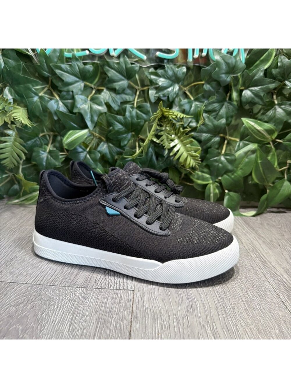Vessi Shoes Womens 7 Weekend Sneakers Black Knit Lace Up Round Toe Low Top